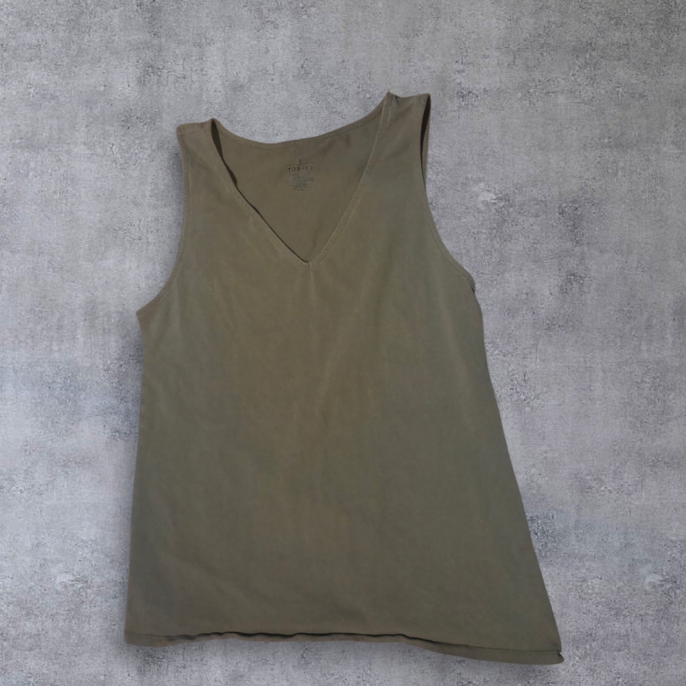 Torrid Womens Olive V-Neck Tank Top